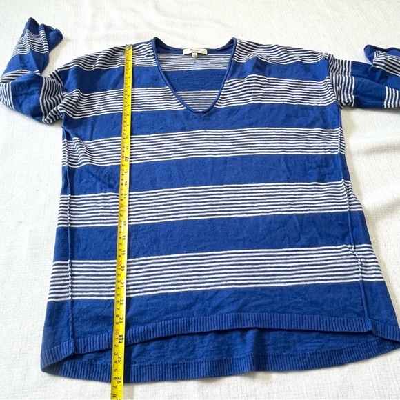 MADEWELL DECKHOUSE SWEATER IN STRIPE BLUE WHITE WOOL BLEND WARM V NECK SZ M - Picture 6 of 10